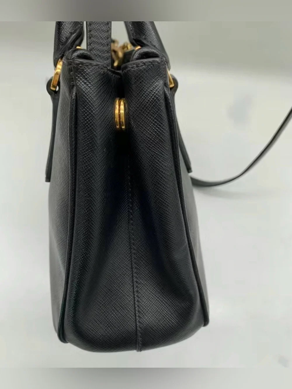 Prada Small Galleria Black Saffiano Leather Tote with COA